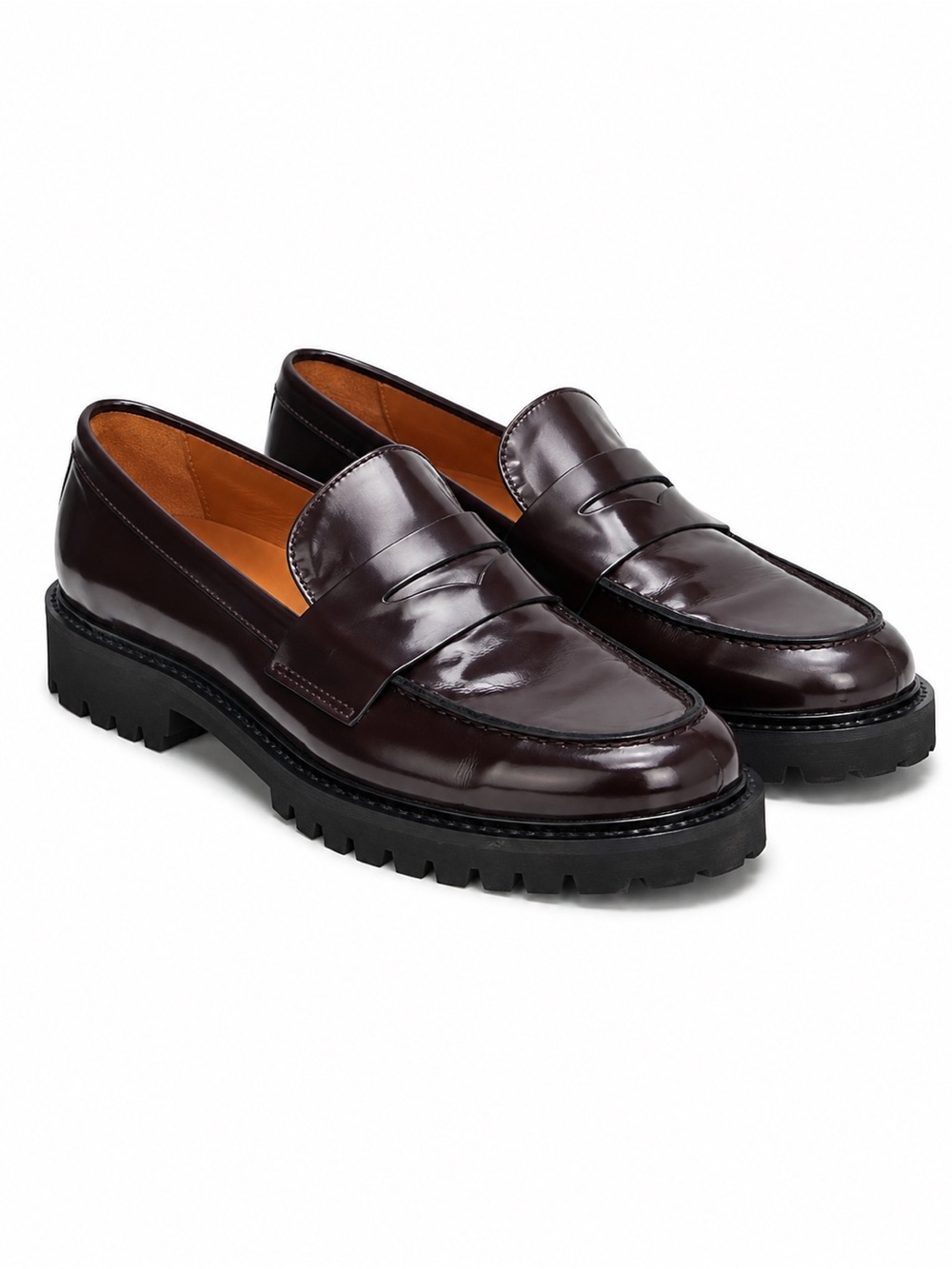 Thursday Boots Men’s Penny Loafers Burgundy Leather Lug Sole Shoes Size 8.5